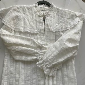 Sandro White Textured Blouse